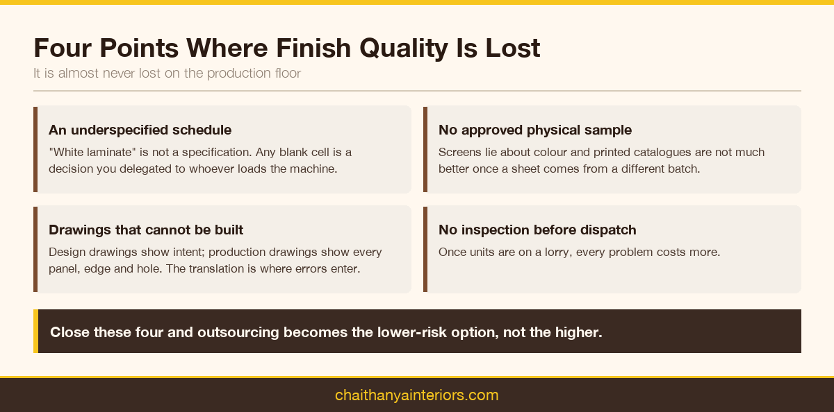 Four points where a design firm loses finish quality when outsourcing production