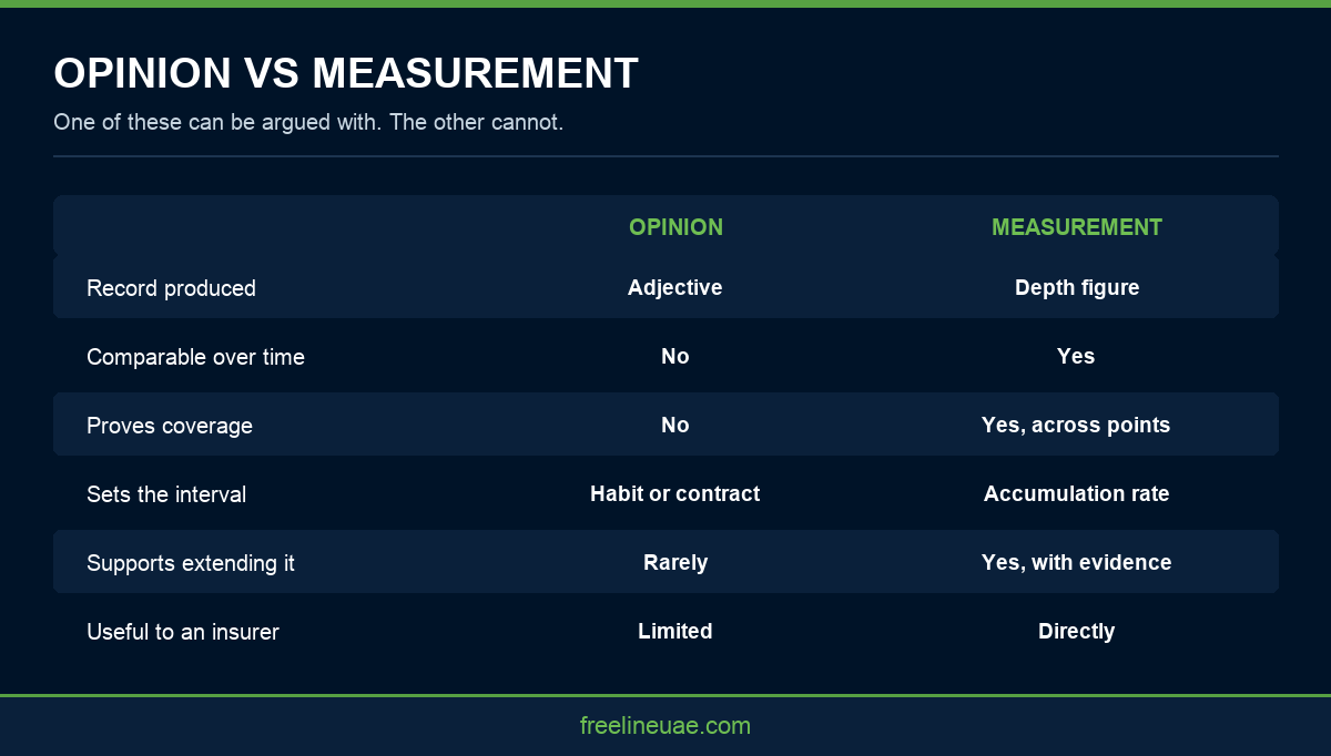 Infographic comparing opinion based and measurement based kitchen extract cleaning decisions