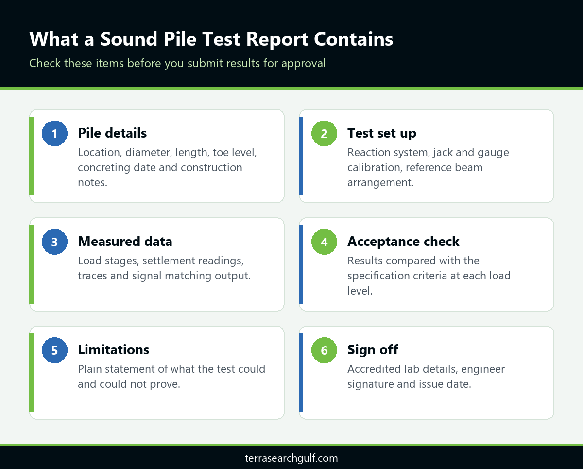 Checklist of items a pile load test dubai report should include before approval