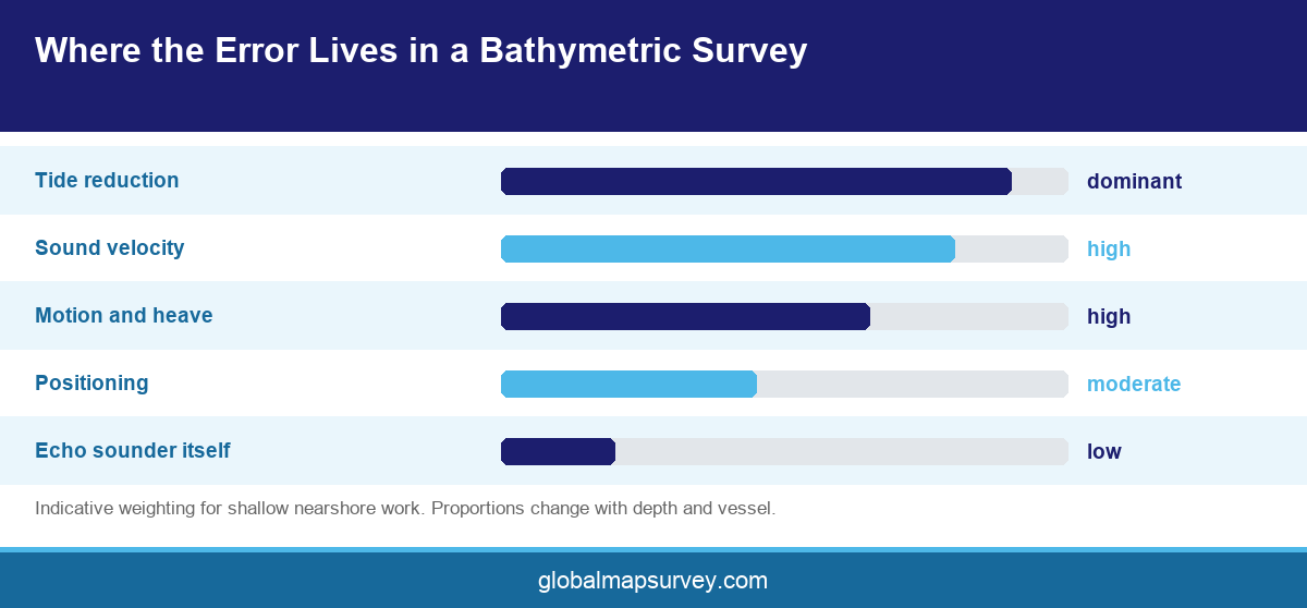 Infographic showing the main contributors to uncertainty in a bathymetric survey in UAE
