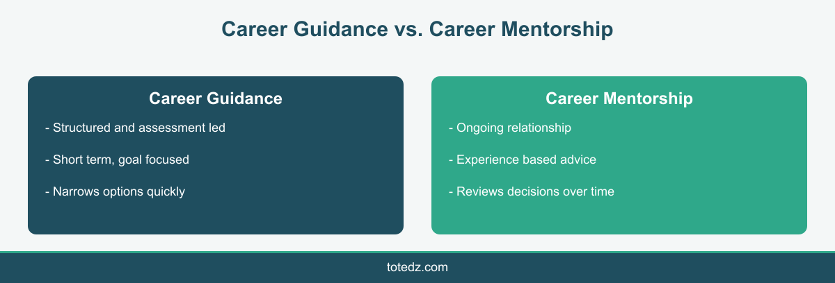 Infographic comparing career guidance and career mentorship for students