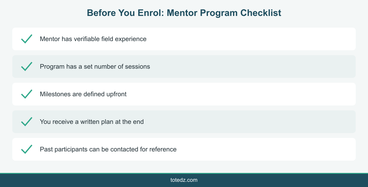 Checklist infographic for evaluating a career mentorship program