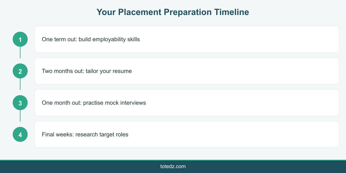 Infographic showing a placement preparation timeline